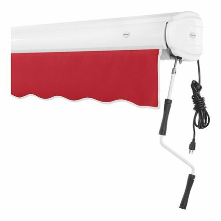 AWNTECH Key West 12' Red Heavy-Duty Right Motor Retractable Patio Awning with Protective Hood 237FCR12R
